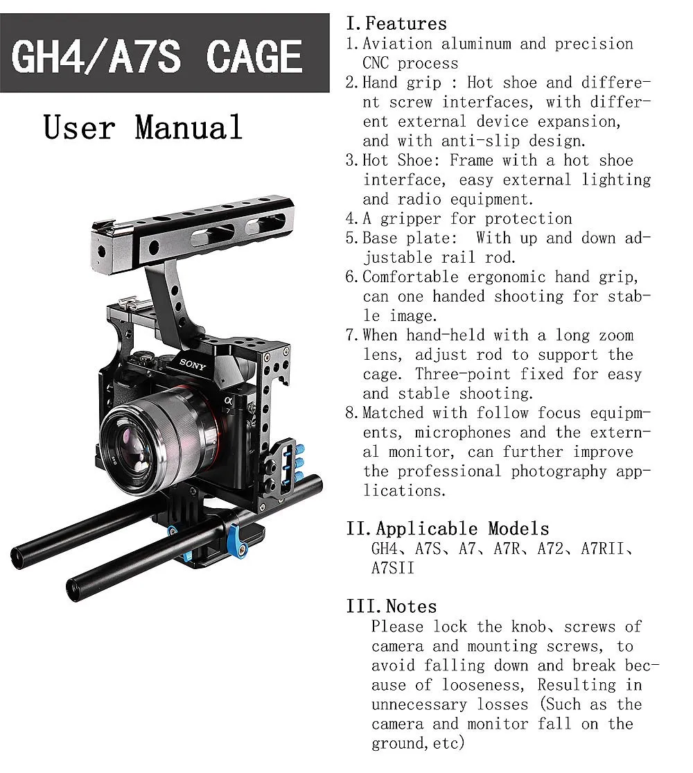 Новая Профессиональная ручка DSLR Rig Стабилизатор видеокамеры клетка для sony Alpha A7S A7 A7R A7RII A7SII Panasonic Lumix DMC GH4