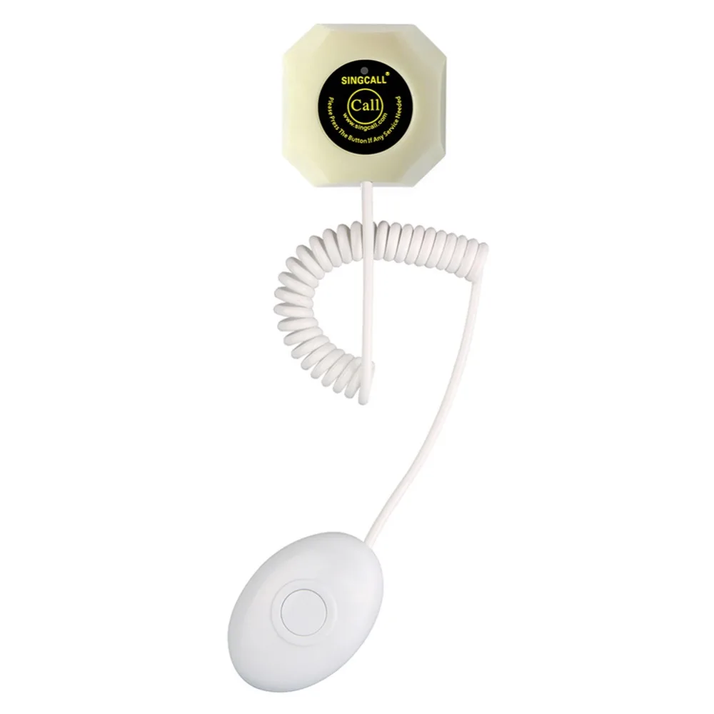 

Singcall. Wireless service pager with hand shank, two buttons, for the hospital, nursing home and family patients, White