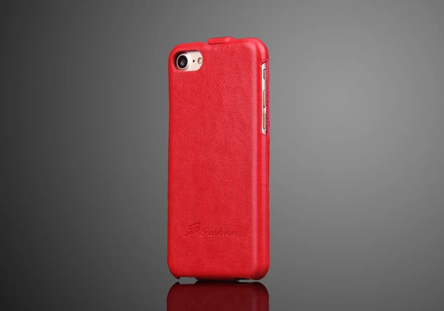 Вертикальный чехол-книжка из натуральной кожи для Apple iPhone 6, 6 S, 7, 8, X, XS, Max, XR, роскошные чехлы с бесплатной защитой экрана в подарок - Цвет: Red