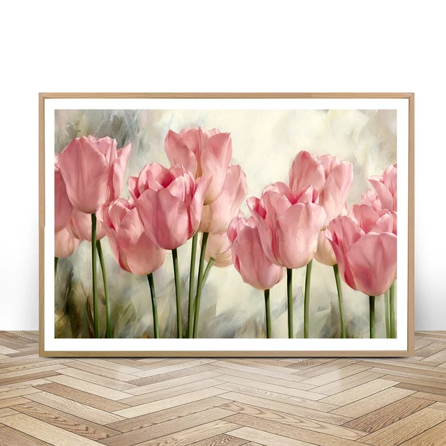 Cuadros Decoracion Pink Tulip Posters and Prints Color Canvas paintings