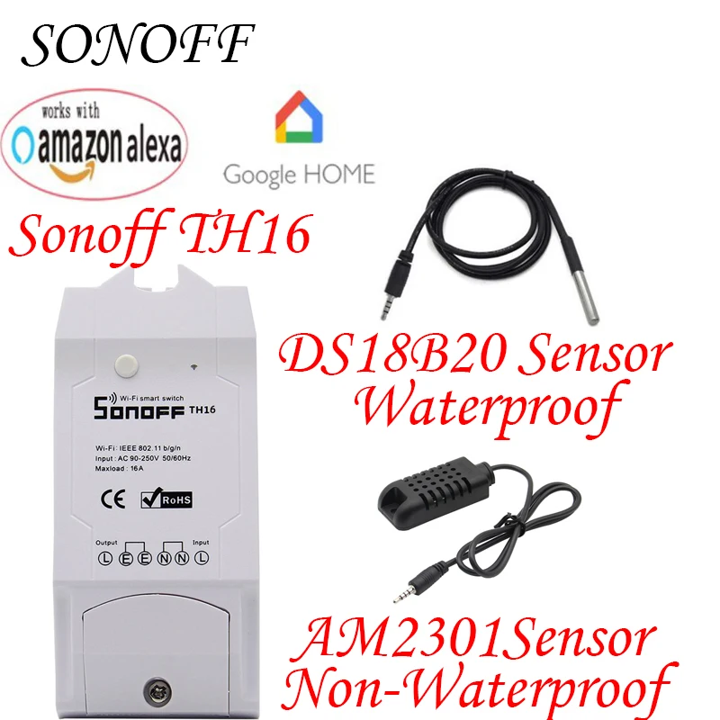 

Sonoff TH16 Smart Wifi Switch Monitoring Temperature Humidity Wifi Smart Switch Home Automation Kit Works With Alexa Google Home