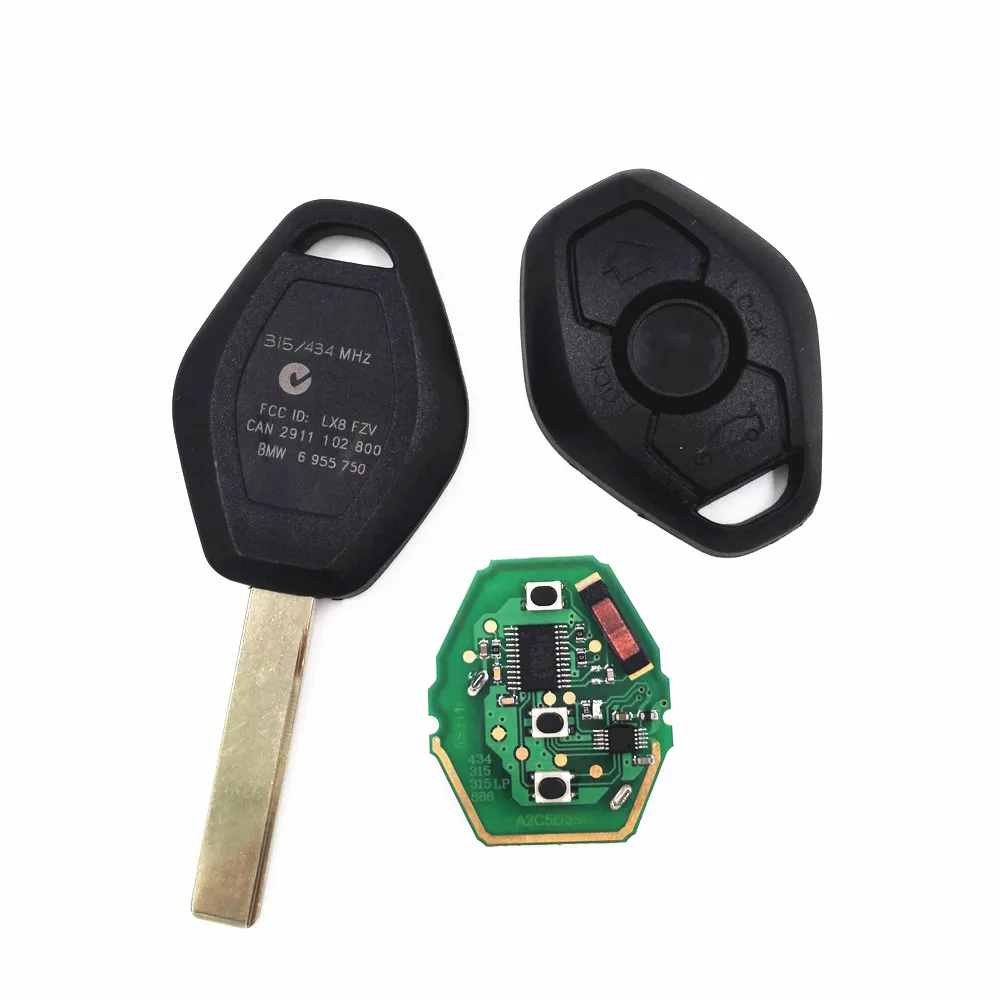 3 buttons Straight Remote Car Key 315/433MHZ With 46 Electronic Chip For BMW CAS2 System with logo