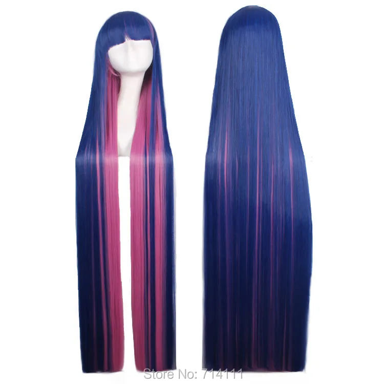 Ccutoo трусики и чулок 120 см/47 "женский длинный прямой розовый синий микс плоские челки синтетические волосы косплэй полный Искусственные