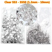 1440 шт. ss3-ss50 ногтей Книги по искусству со стразами ногтей стразами swarovsky Кристалл Pedra ясно Flatback не исправление горный хрусталь Клей для ногтей стразы ss3