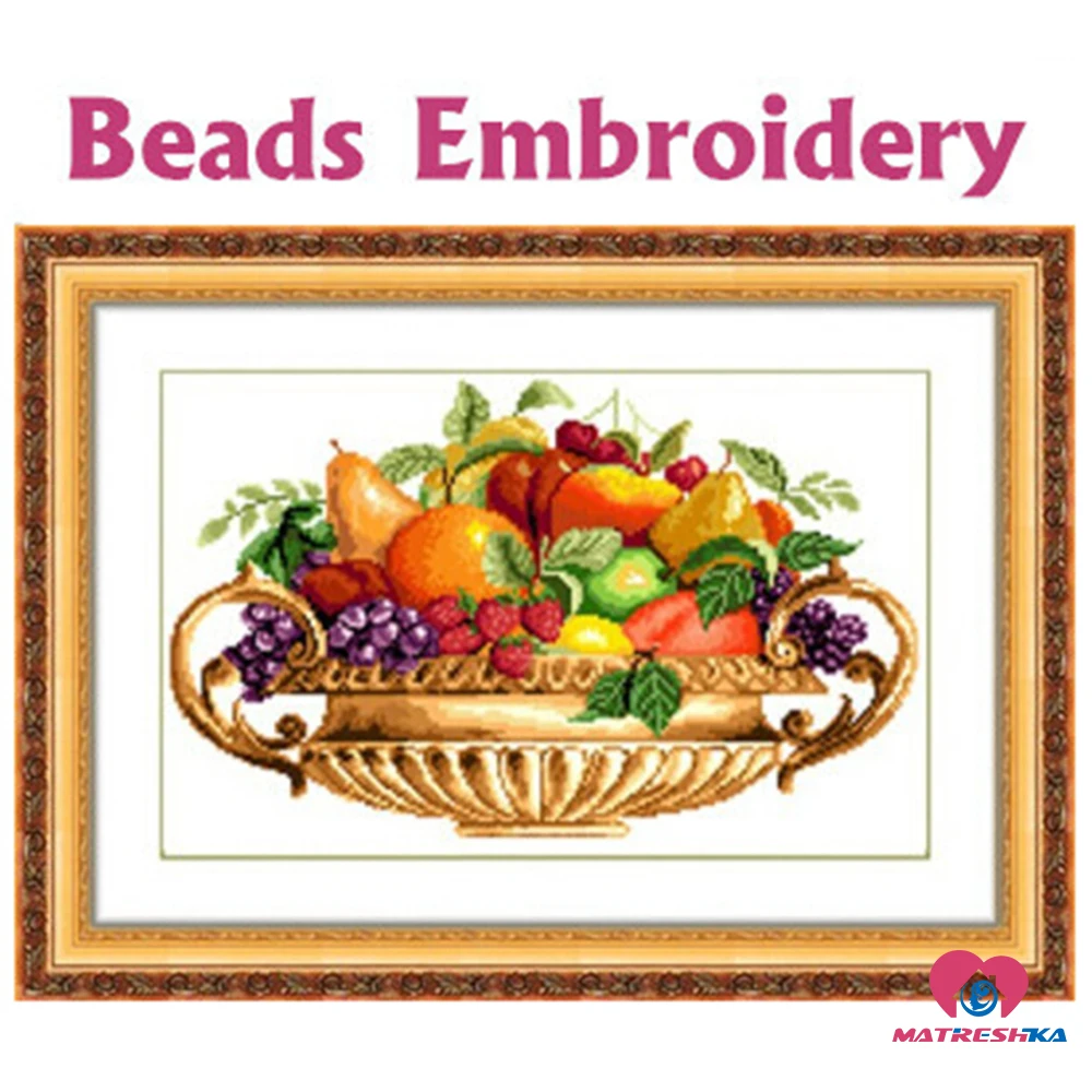 

45cm x 28cm Beads embroidery Accurate printed Fruit Hamper Basket Partial beadwork patchwork ruler crochet hook hobby sewing diy