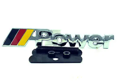 Free shipping ///M Power Logo Silver Metal Front Grill Badge Emblem germany style M Sport Hood Bonnet Emblem