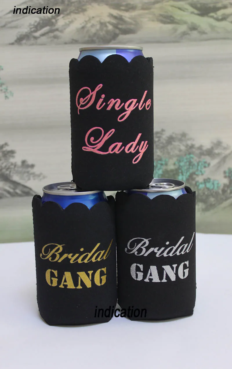 

1000pcs/lot Custom Neoprene Stubby Holder With Glitter Logo Print Beer Can Cooler Cover For Wedding Party Favors Or Gifts