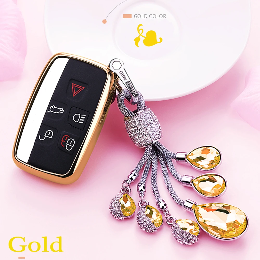 

High Quality Soft TPU Key Cover Case Protect Shell Set For Land Rover Range Rover Sport A9 Evoque Freelander2 Pendant keychain