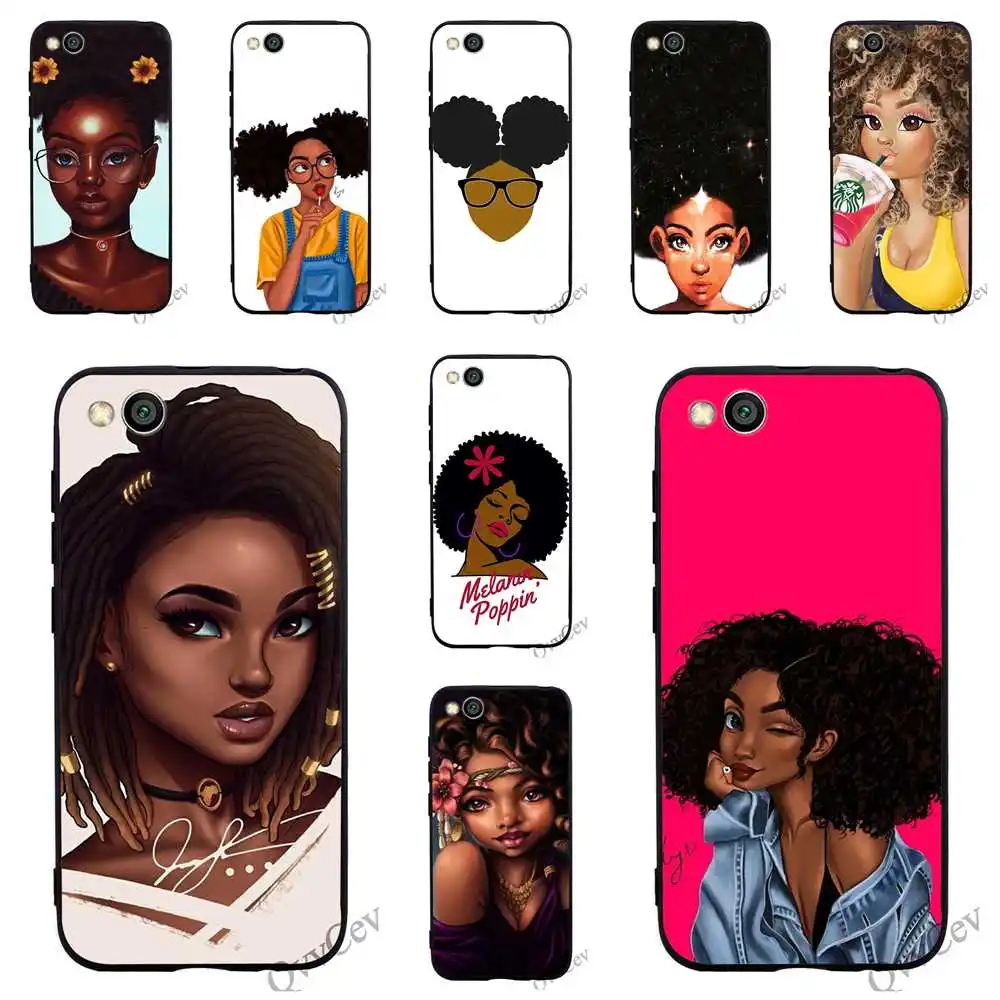 

Colorful African Beauty Afro Puffs Black Girl Phone Cover for Xiaomi Mi 8 Lite Case A1 A2 6 F1 Silicone