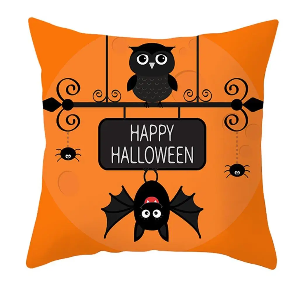 

Pumpkin Witch Cover Halloween Decorative Pillowcase Peach Skin Home Pillow Case