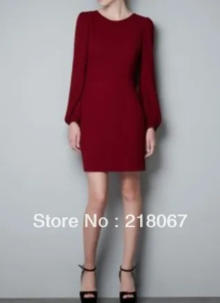 YM D194 NEW ARRIVAL FASHION EURO STYLE O NECK PUFF SLEEVES DRESS ELEGANT LONG PARTY FREE SHIPPING|dress taylors|dress medicaldresses hot |