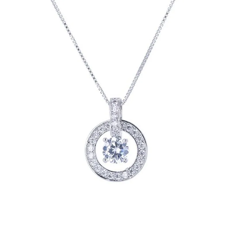 Atmosphere Temperament Exquisite 925 Sterling Silver Jewelry Korean Fashion Crystal Female Circle Pendant Necklace H276 | Украшения и
