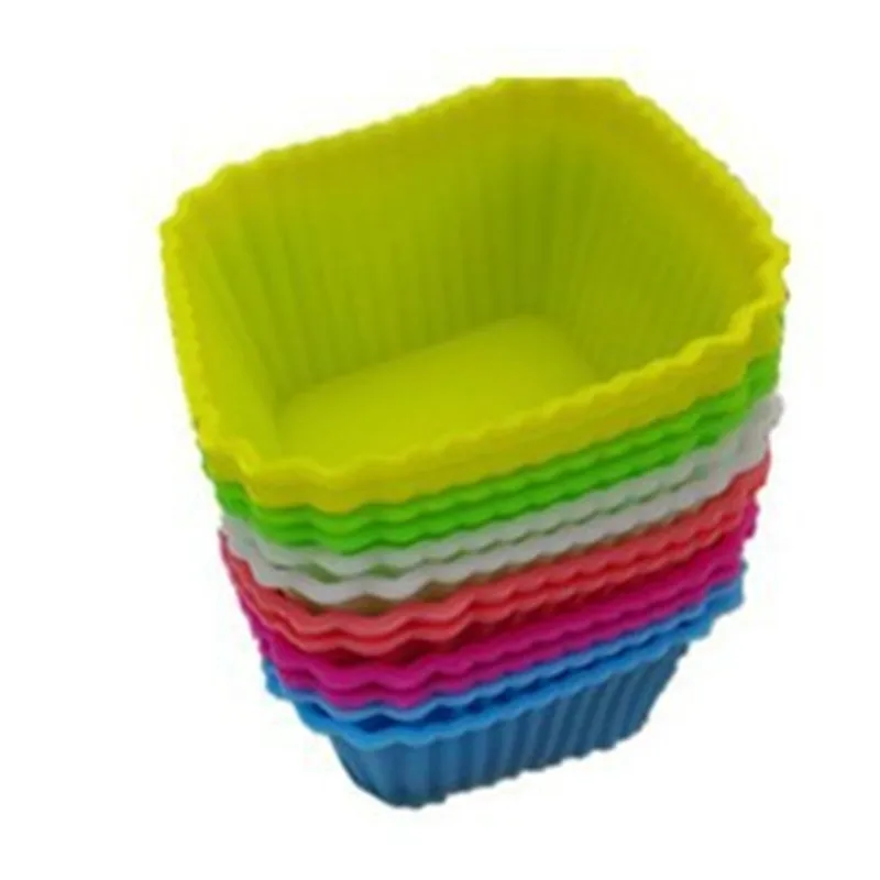 Holesales Set of 12 Pieces Square Silicon Cake Baking Molds Jelly Mold