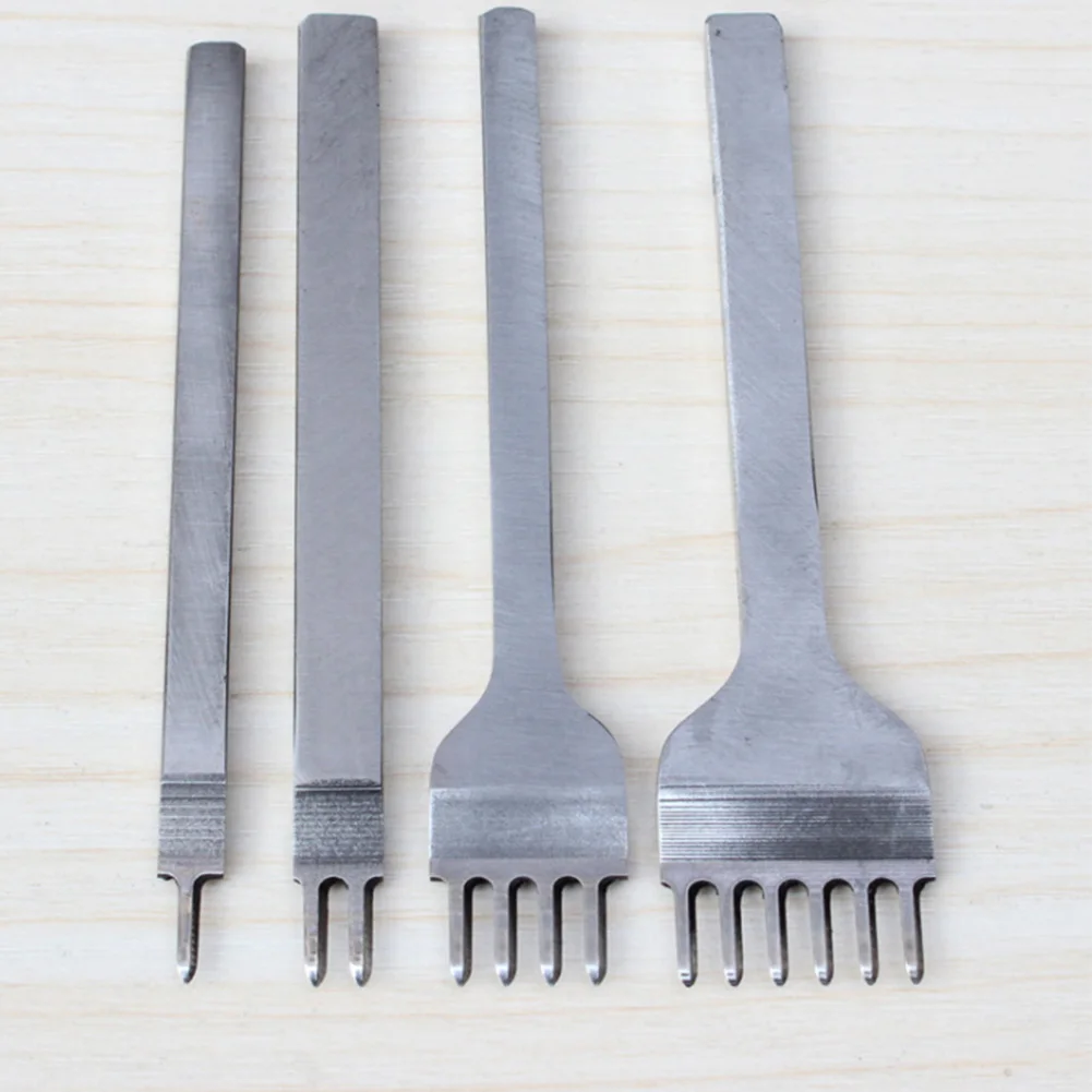 

4Pcs High Hardness DIY Punching Perforate Hole Craft Stainless Steel Anti Impact Pricking Leather Tool Kit Sewing Rhombus Prong