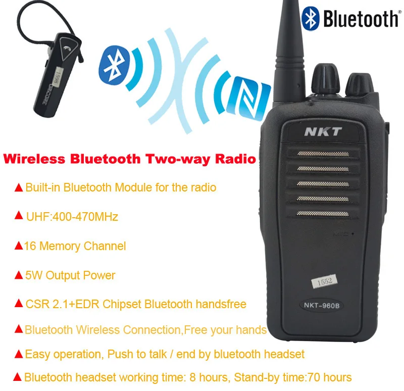 Bluetooth Walkie Talkie UHF 400 470MHz Built in Bluetooth module