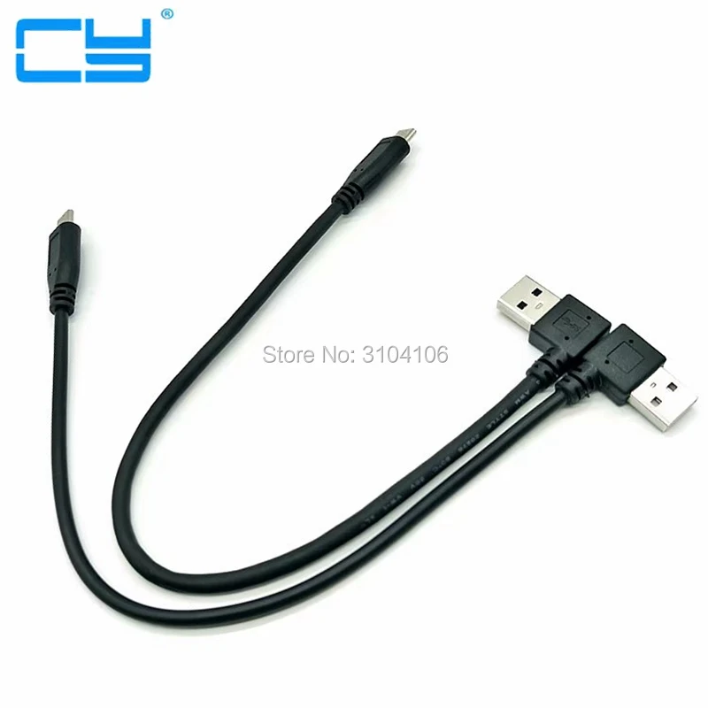 Кабель-переходник type-C-USB3.0 A male type-A male to USB3.1 type-C 90 градусов правый и левый угловой изогнутый короткий кабель 30 см