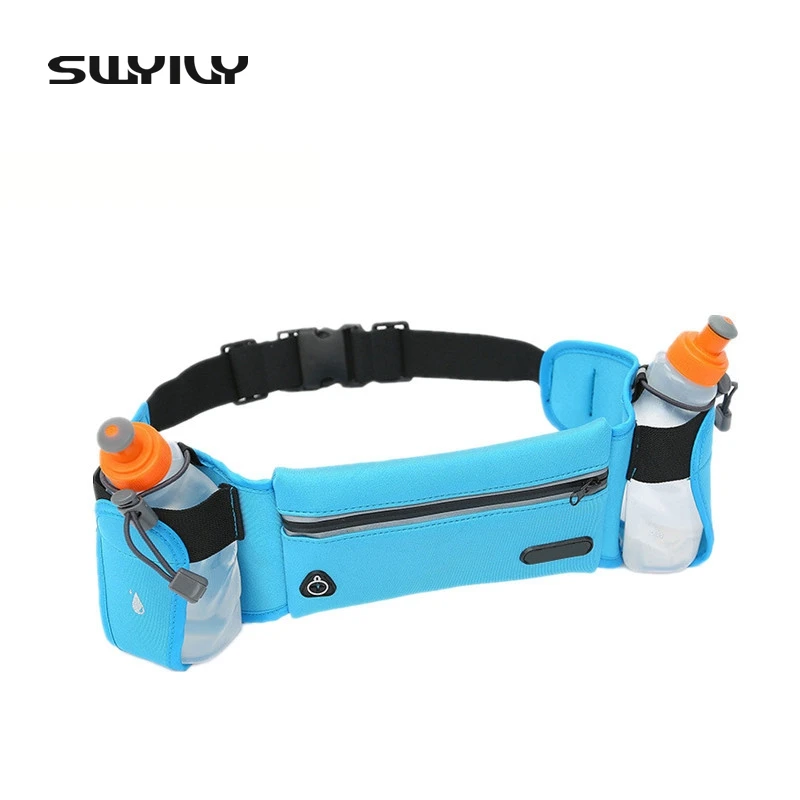 SWYIVY High Quality Nylon Waterproof Sport Waist Bag Mobile Phone Holder Jogging Belt Bag Running Bag With Two Water Bottles