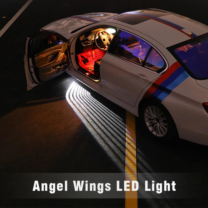 

OKEEN 2PCS Angel Wings LED Car Door Light Lamp LED welcome lamp Ghost Shadow Puddle Running light 12V White / RGB fit all cars