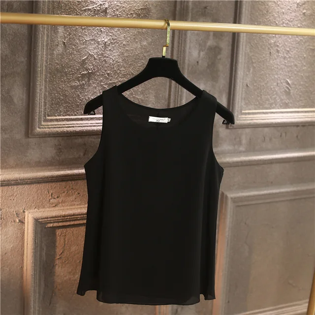 100% Original YUANYU New Arrival Sleeveless Casual blouse High Quality Chiffon shirt Loose Plus Size 6XL O-neck Women's blouse black