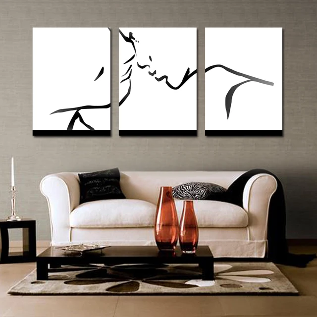 Black Abstract Wall Art Painting Simple Kiss Pattern Oil Black Abstract Wall Art Painting Simple Kiss Pattern Oil For Living Room Home