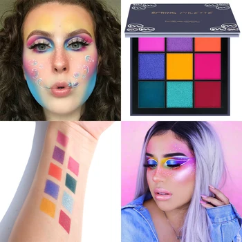 

MIAOOL 9 Colors Eye Makeup Cosmetics Glitter&Matte Eyeshadow Palette Waterproof Nude Creamy Pigmented Eyeshadow Makeup Palette