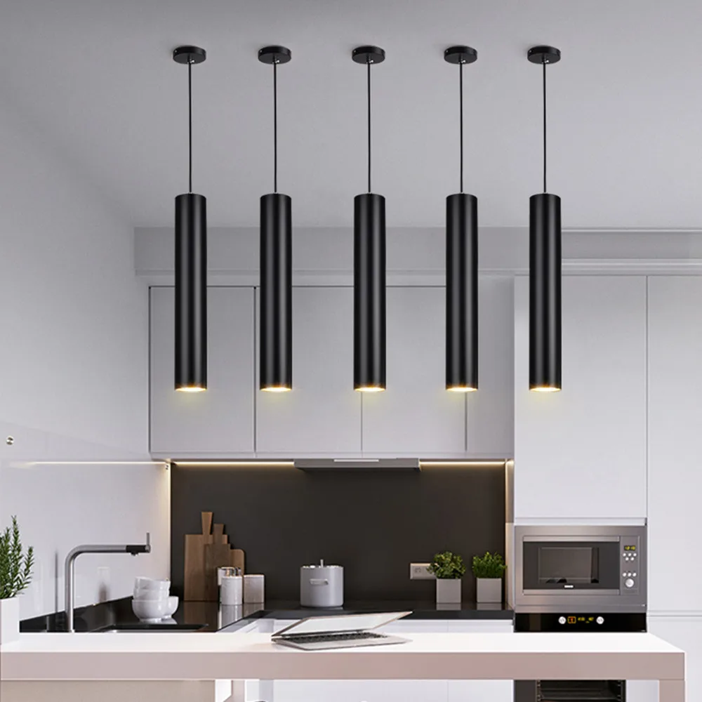 Modern Pendant light Long Tube light Kitchen Island Dining Room lights fixtures Cylinder Pipe Hanging lights for home decor