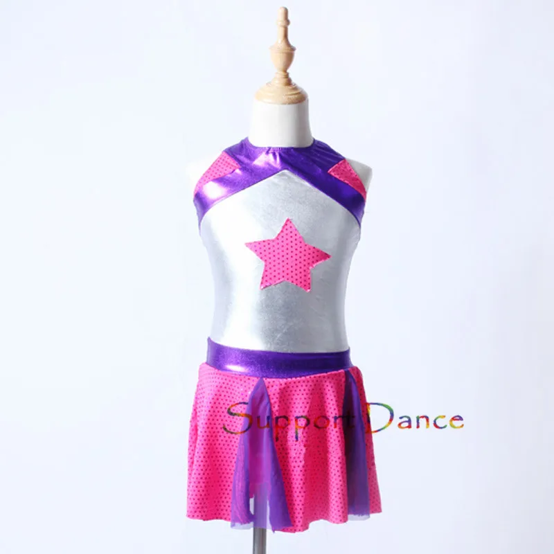 

Metallic Jazz Modern Dance Costume For Kids Adult Sleeveless Cool Contemporary Dress C338