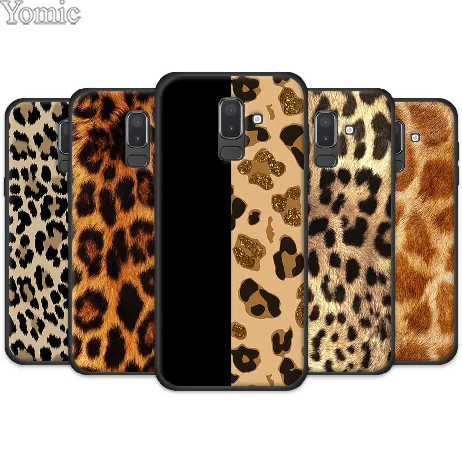 

Black Silicone Case for Samsung Galaxy J4 J6 J8 Plus 2018 J4Plus J6Plus J4+ J6+ TPU Soft Cell Phone Case Cover Leopard Print