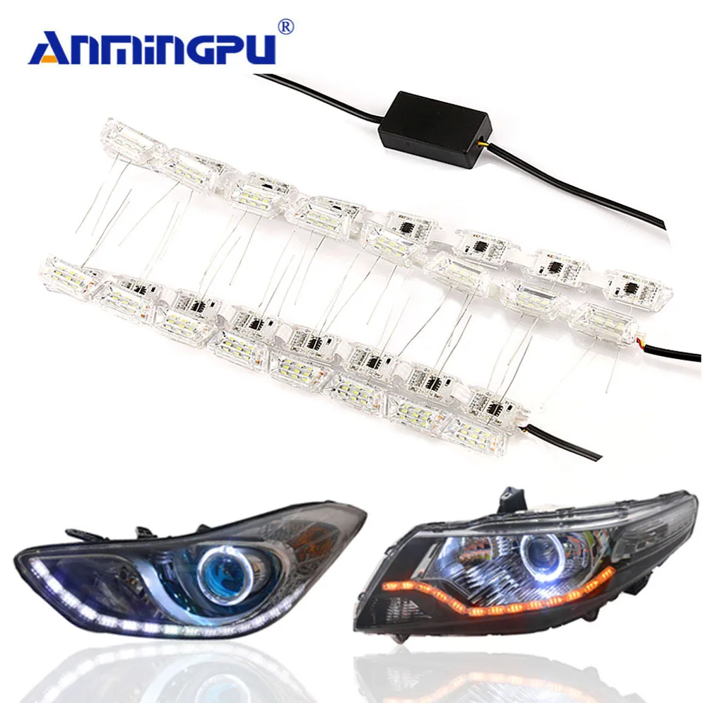 ANMINGPU 2pcs Turn Signal Flexible Led Drl White Amber 12V Drl Led Daytime Running Light Daylight Lamp Day Light for Ford Focus ANMINGPU 2pcs Turn Signal Flexible Led Drl White Amber 12V Drl Led Daytime Running Light Daylight Lamp Day Light for Ford Focus