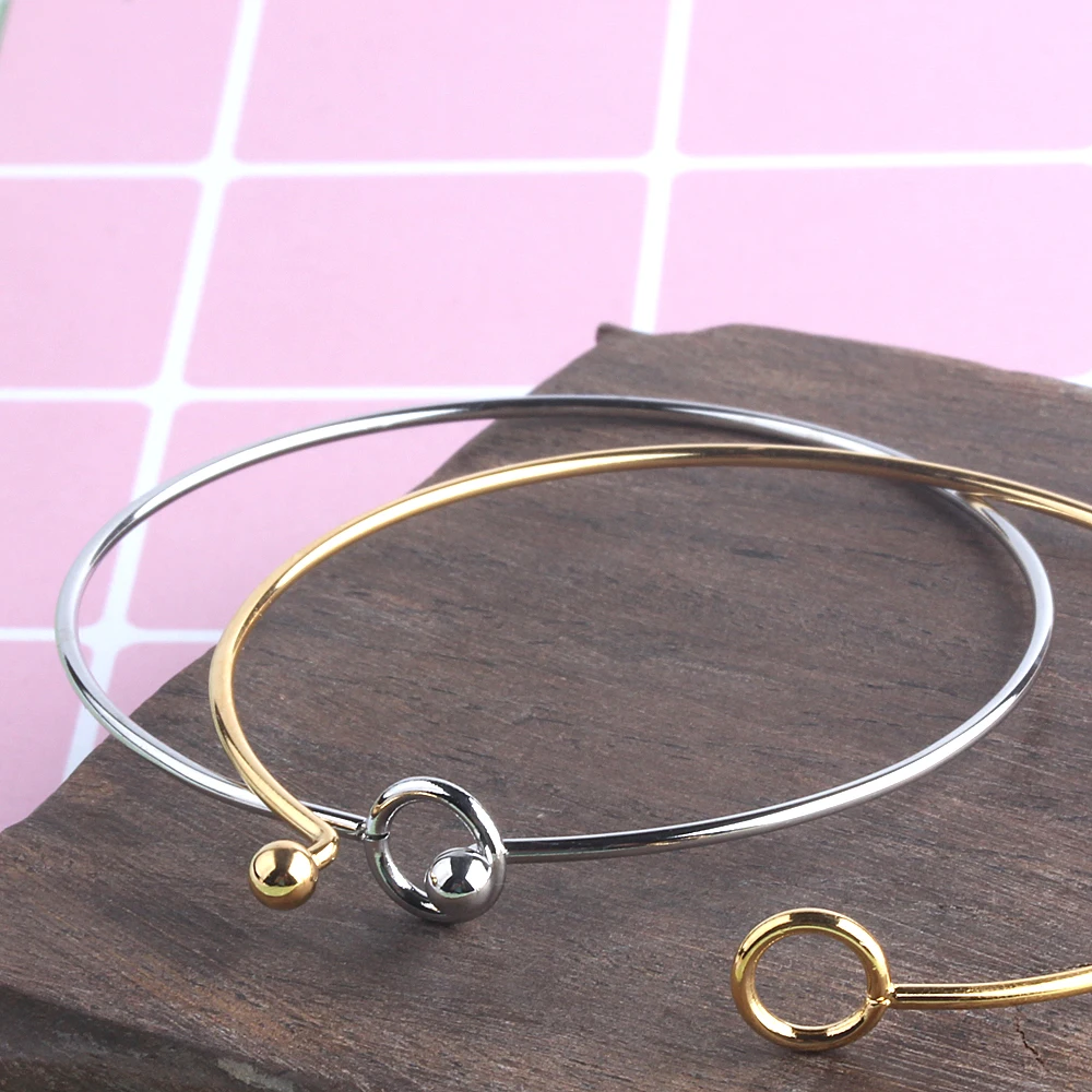 ZMZY Cuff Bangles Stainless Steel Charm Bracelets for Women Silver Color Circle Open Pulsera Jewelry Pulseiras Femininas bracelet jewelry