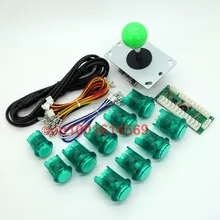 LED Reyann Arcade Game Cabinet Kit Zero Parts USB Encoder + 1 X Joystick + 10 X Lighted Push Button for Mame & Jamma-Green