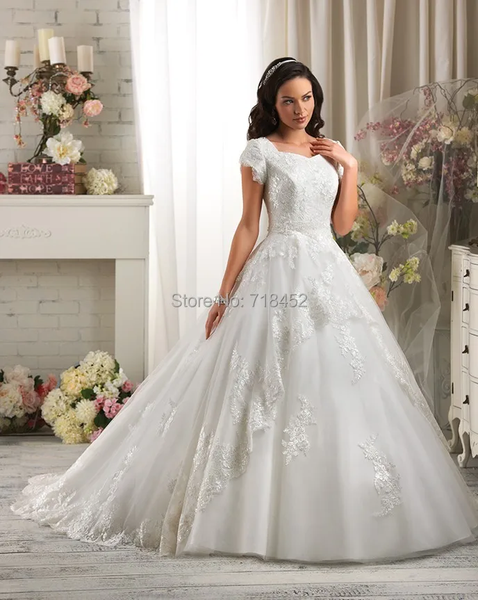 High neck wedding dress with sleeves