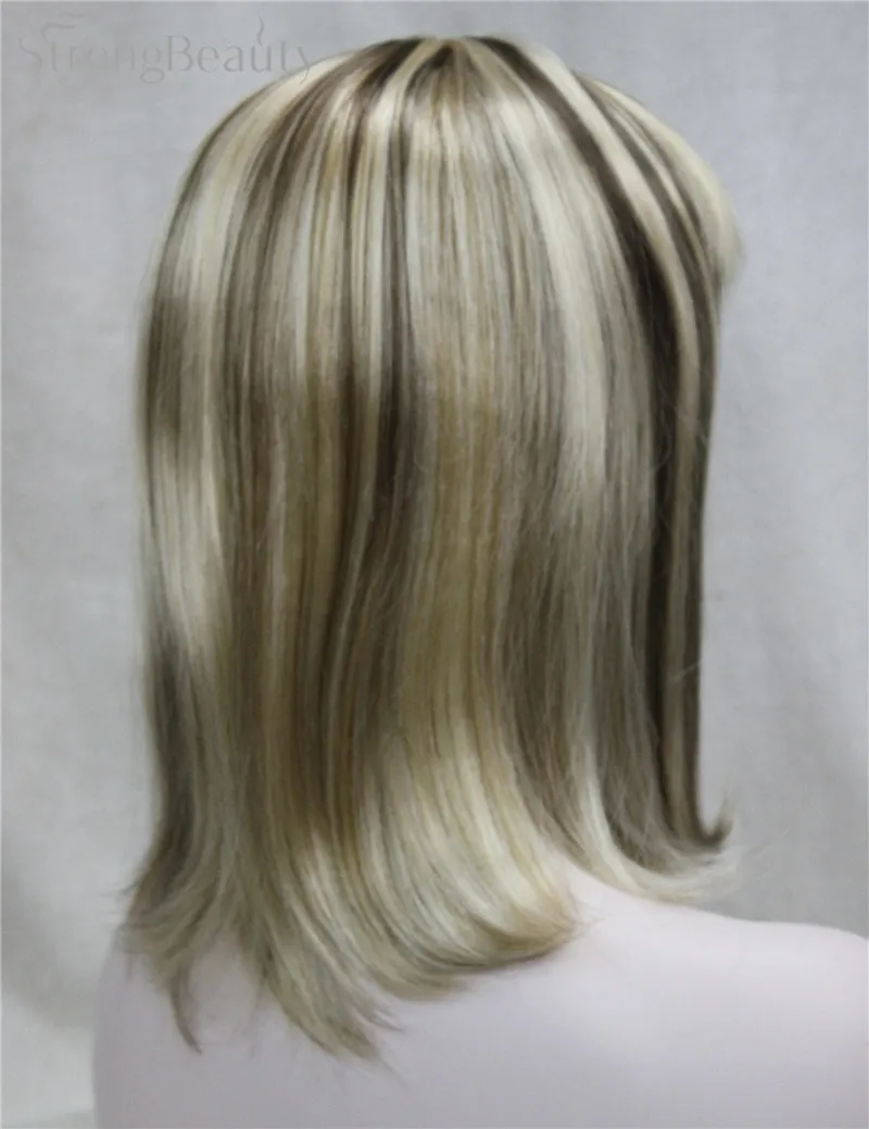 Сильный красота синтетические парики средней длины прямые волосы для женщин термостойкий полный парик