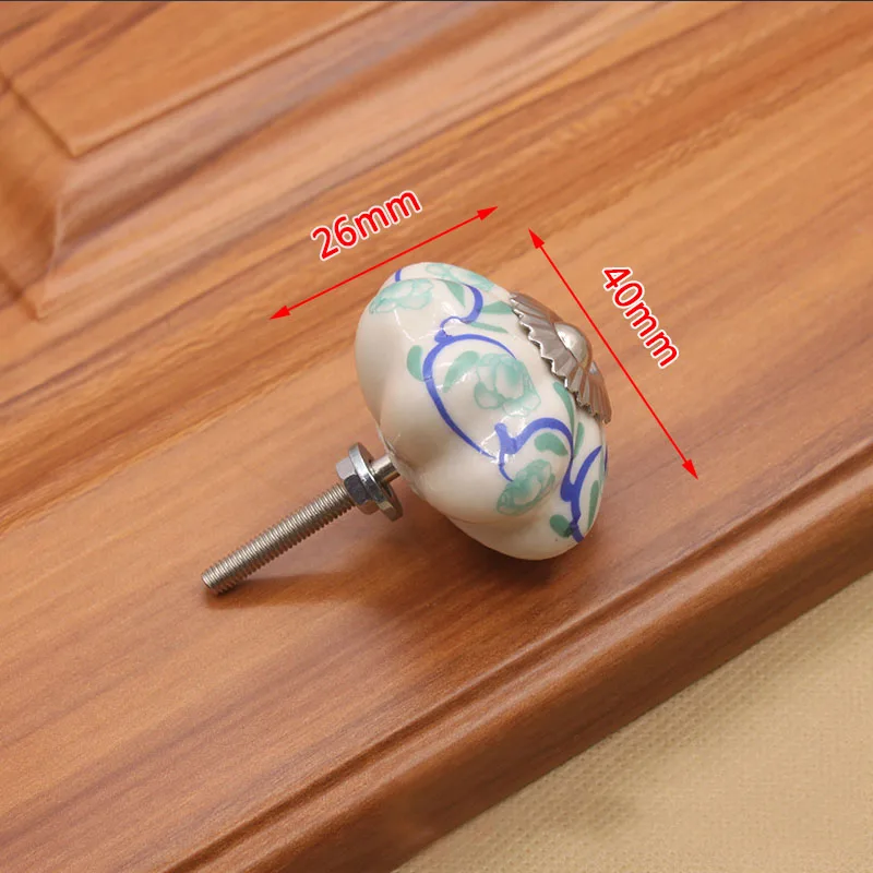 KAK 40mm Hand-painted Ceramic Drawer Knobs Porcelain Rural Cabinet Knob Cupboard Handles Mediterranean Furniture Handle Hardware - Цвет: 1978 Vine