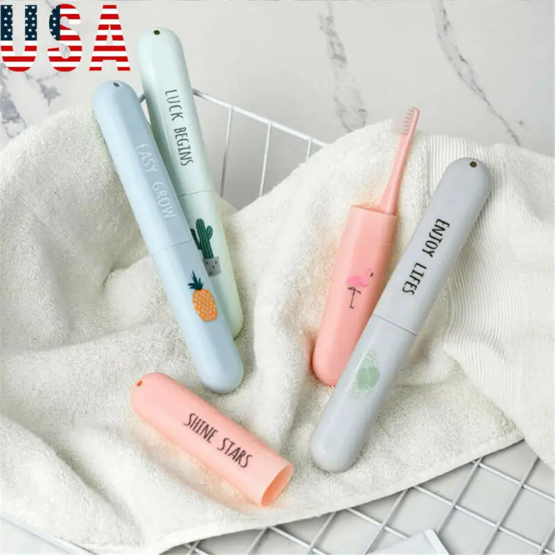 

Flamingo/Cactus Design Travel Portable Toothbrush Toothpaste Holder Storage Box Case Pencil Container