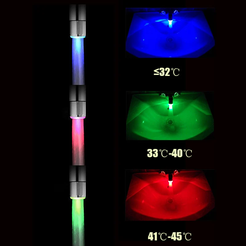 Temperature-controlled led faucet light temperature sensor Intelligent LED Water tap Color Faucets Nozzle No need battery | Обустройство