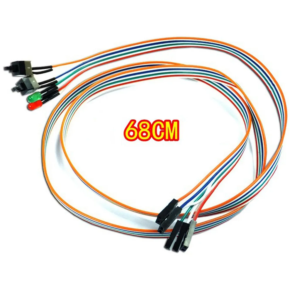 Dropshipping Reliable ATX PC Computer Motherboard Power Cable 2 Switch On/Off/Reset with LED Light 68CM intel p55 atx lga1156 computer motherboard multicolored