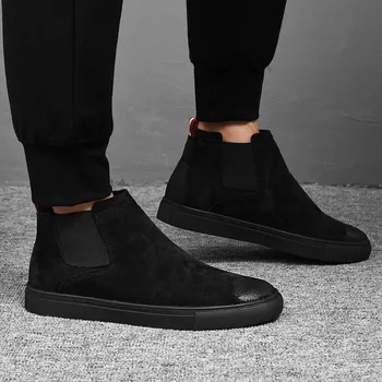 

Men Shoes Vintage Chelsea Boots Cow Suede Leather Men's Sneakers Winter Shoes Warm Luxury Mens Fashion Slip on Ankle Boots