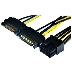 Двойной 15pin SATA мужчин и PCIe 8pin (6 + 2) Мужской видео карты Мощность кабель