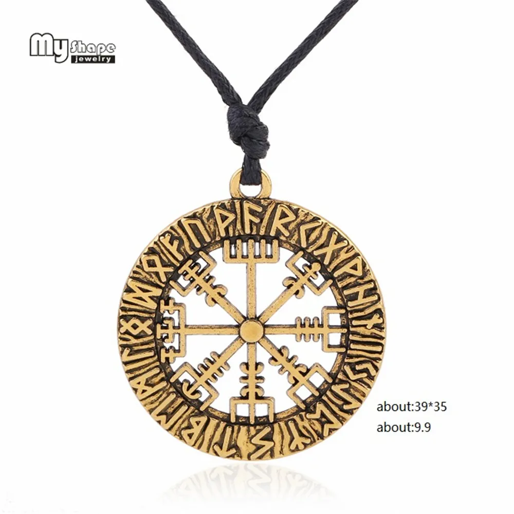 بلدي شكل البوصلة القلائد المعلقات تعويذة فايكنغ شيخ Futhark Valknut باقان تميمة Vegvisir الاسكندنافية بيان قلادة