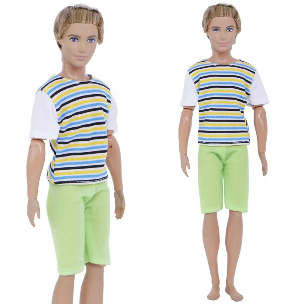 5 компл./лот модная одежда для мальчиков на каждый день повседневная одежда футболка Рубашка с короткими рукавами рубашки, жилета и брюк Одежда для куклы Барби Кен аксессуары