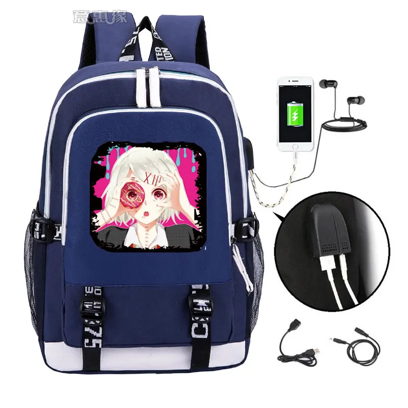 15 Рюкзак Kaneki Ken, модный рюкзак для ноутбука с usb, школьная сумка для мальчиков и девочек-подростков, Детская классная сумка для книг - Цвет: 15