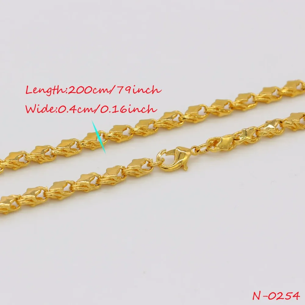 Adixyn Длина 200 см 4 мм эфиопская цепочка ожерелье s для женщин/мужчин, золотой цвет африканский эритрейский ожерелье/Дубай/Арабский N0254