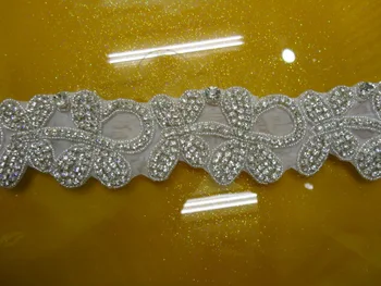 

Free shipping latest designs new bling rhinestone beaded bridal trims lace beaded and crystal applique for dresses