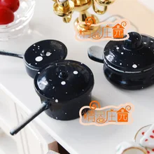 Мини кукольный домик металлическая мебель аксессуары чернил Мини плита модель синего и глубокая сковорода stockpot Летающая точка из трех частей