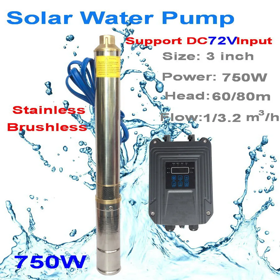 

FREE PUMP CONTROLLER ! 750W DC 72V Brushless high-speed SOLAR WATER PUMP max flow 3.2T/h submersible pump for home & agriculture