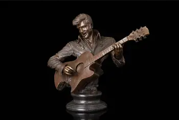 

48 CM Western Art Deco Pure Bronze American rock singer Elvis Presley Sculpture