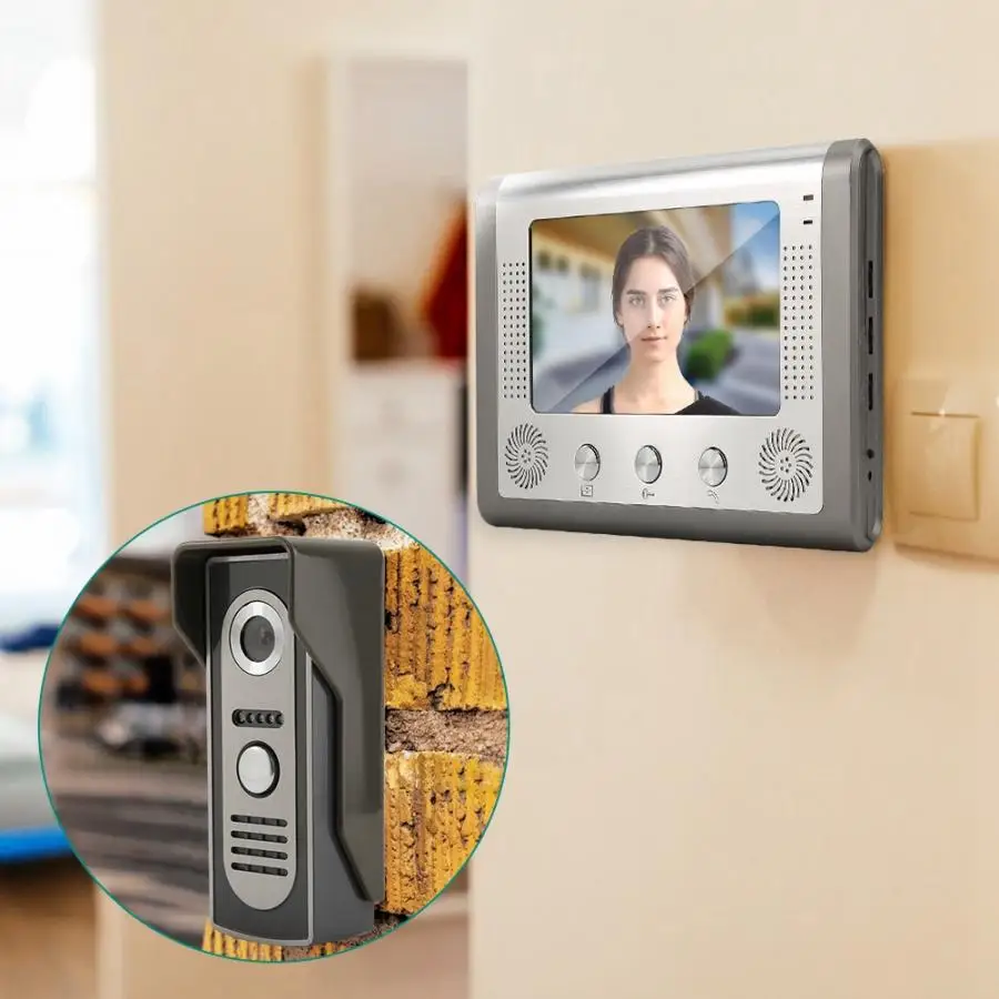 

7inch LCD Video Door Phone Wired Intercom Doorbell Kit Home Entry System 1V2 801m12 smart door bell motion sensor bell