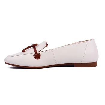 

2019 spring and autumn women's flat shoes bow decoration comfortable soft square toe fashion handmade shoes