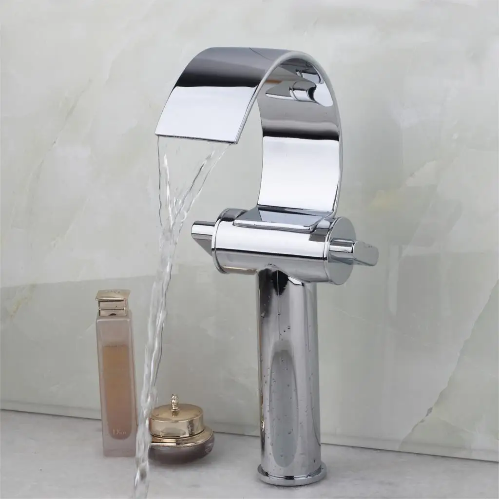 

bathroom basin faucet Waterafall 2 Handle Bathroom Basin Sink Mixer Vanity Chrome Finish L-6007 Mixer Tap Faucet